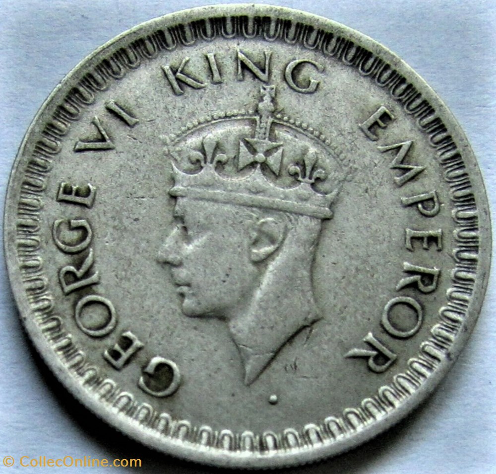 George VI - Half Rupee 1943 Bombay - British Raj (ex.2) 2 monnaies monde inde george vi half rupee 1943 bombay british raj ex 2
