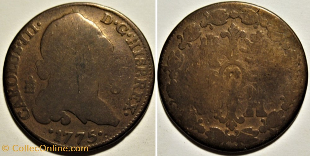 monnaies europe medievale royaume espagne 1775 8 maravedis segovia carlos iii de espana