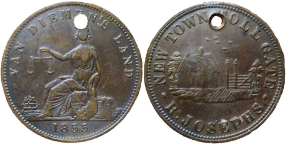 1855 Half Penny, Merchant Token - Tasmania, Australia monnaies monde australie 1855 half penny merchant token tasmania australia