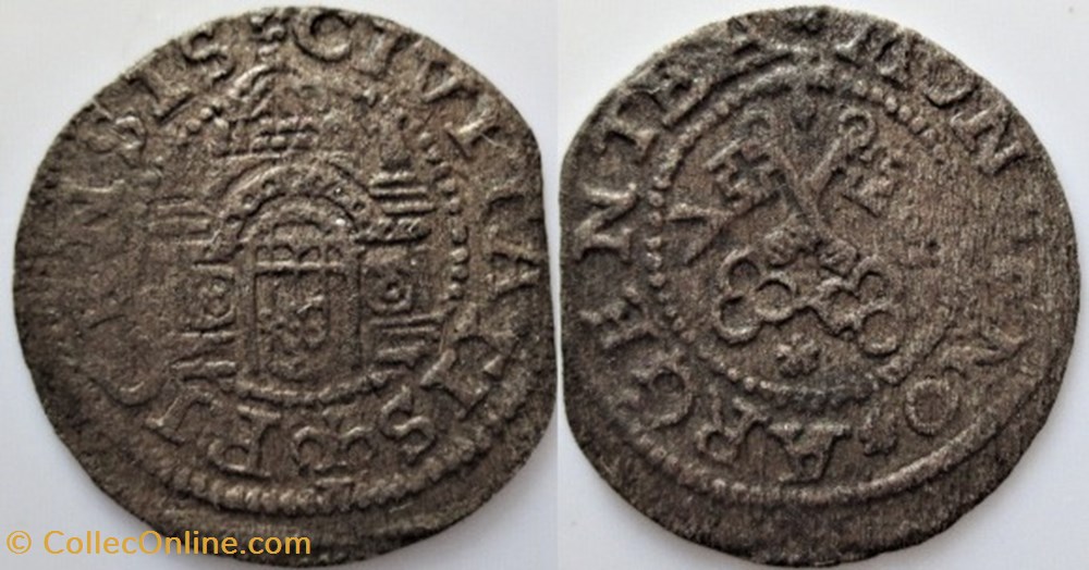 monnaies europe medievale livonie riga free city 1 schilling 1578