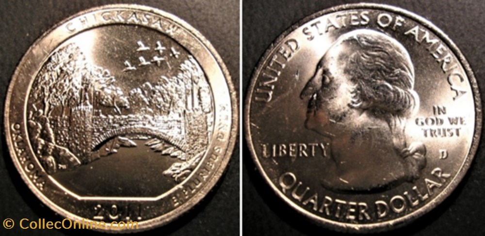 Chickasaw Area - 2011 D Quarter Dollar - Oklahoma State monnaie monde etat uni chickasaw area 2011 d quarter dollar oklahoma state