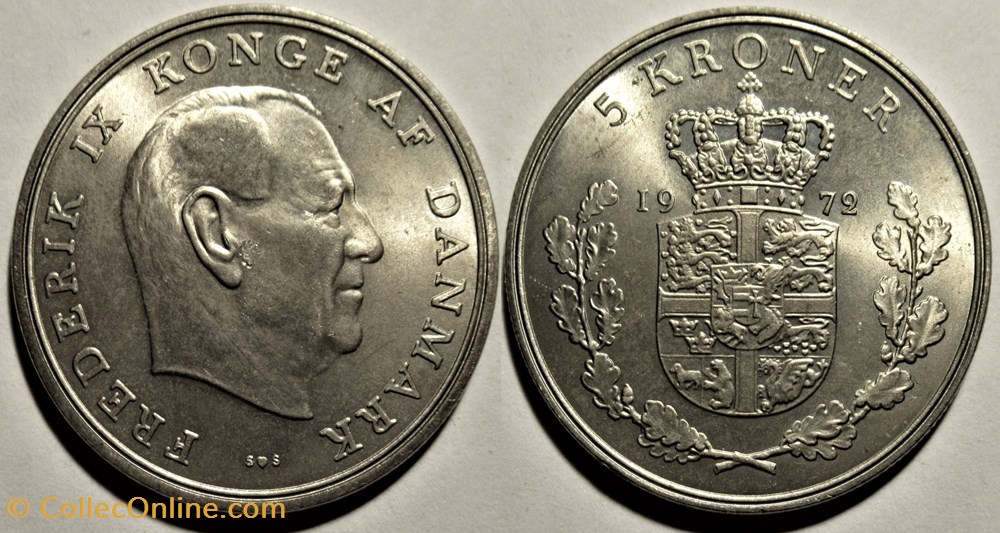 Frederik IX Denmark - 5 Kroner 1972 monnaies monde danemark frederik ix denmark 5 kroner 1972