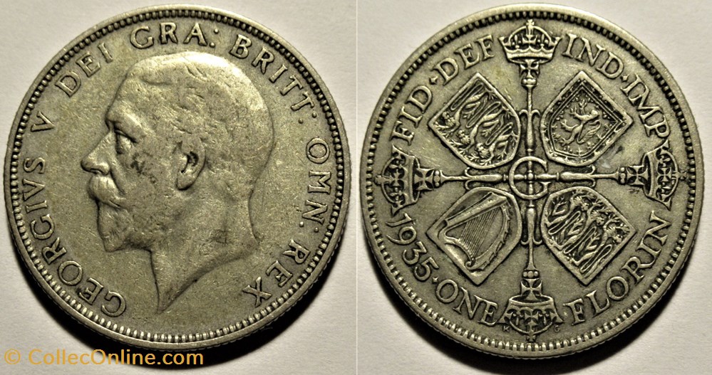 George V - One Florin 1935 - Great Britain (ex.2) monnaies monde royaume uni george v one florin 1935 great britain ex 2