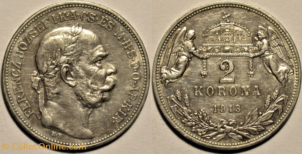 Franz Joseph I - 2 Korona 1913, Kingdom of Hungary monnaies monde autriche franz joseph i 2 korona 1913 kingdom of hungary