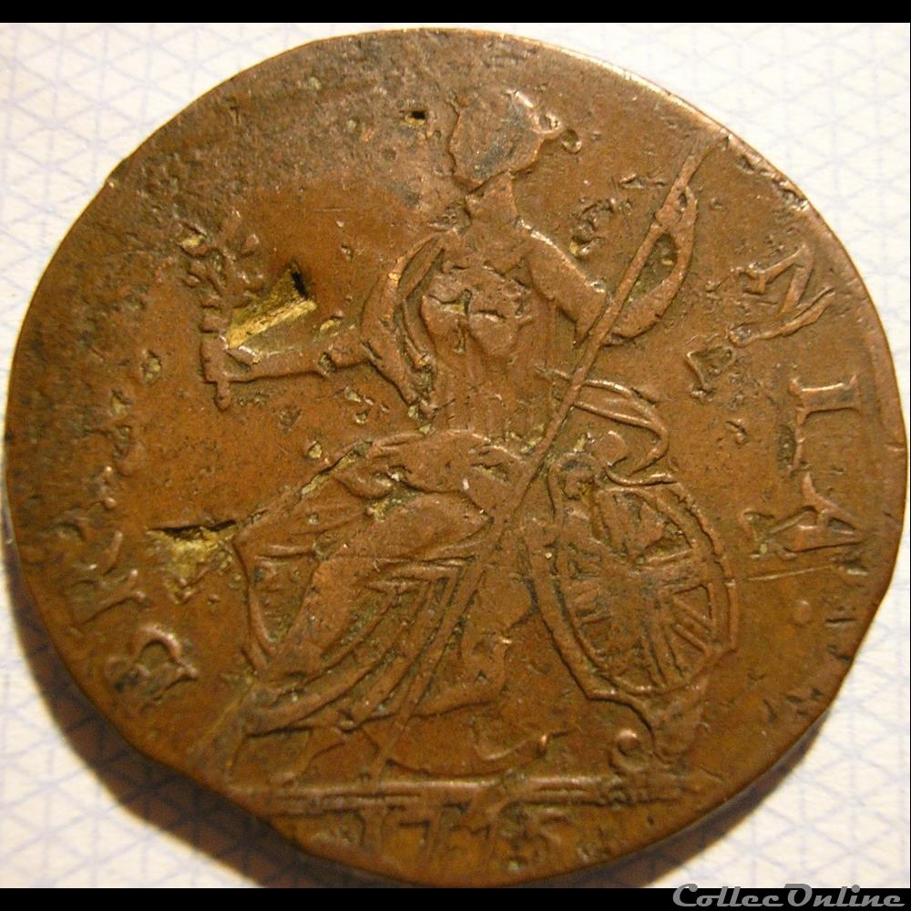 1775 Half Penny No Regal - George III of Great Britain (Ex.3) 2 monnaie monde etat uni 1775 half penny no regal george iii of great britain ex 3