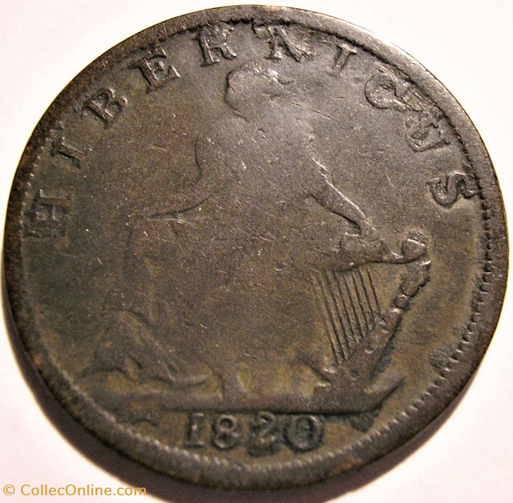 Hibernicus - 1820 HalfPenny Token - Ireland 3 monnaies monde canada hibernicus 1820 halfpenny token ireland