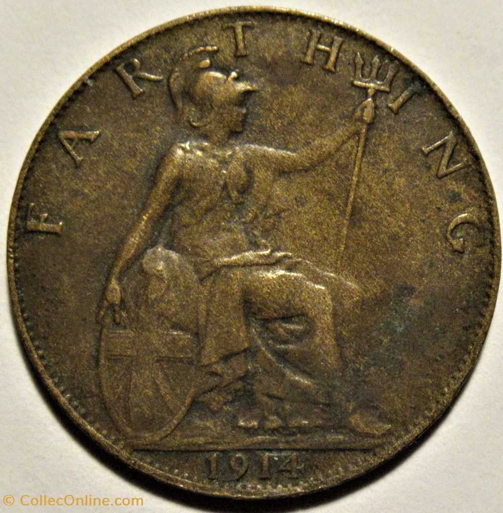George V - Farthing 1914 - Great Britain 3 monnaies monde royaume uni george v farthing 1914 great britain