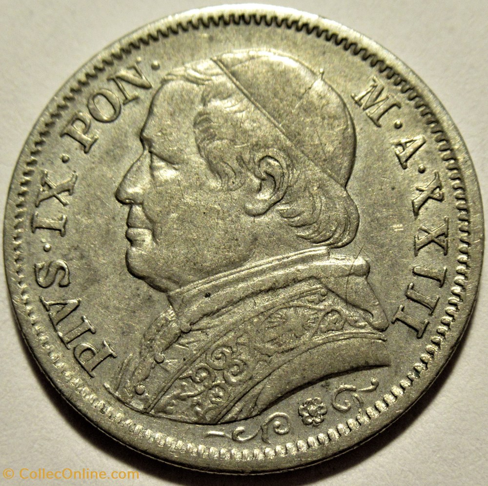 Pio IX, Papa - 1 Lira 1869, Anno XXIII - Vaticano 2 monnaies monde pio ix papa 1 lira 1869 anno xxiii vaticano