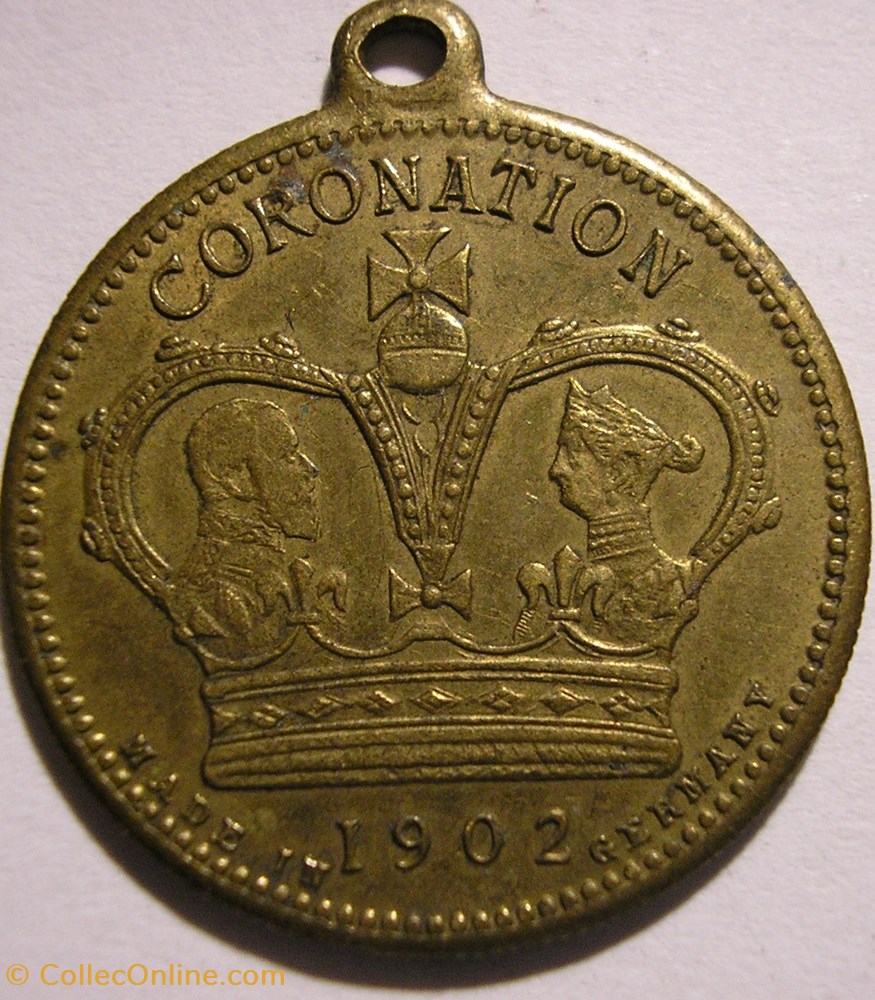 Edward VII & Alexandra - Medalet Barratt & Co. 1902 2 monnaie jeton mereaux edward vii alexandra medalet barratt co 1902