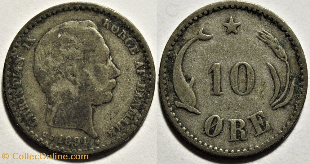 monnaies monde danemark christian ix denmark 10 re 1891