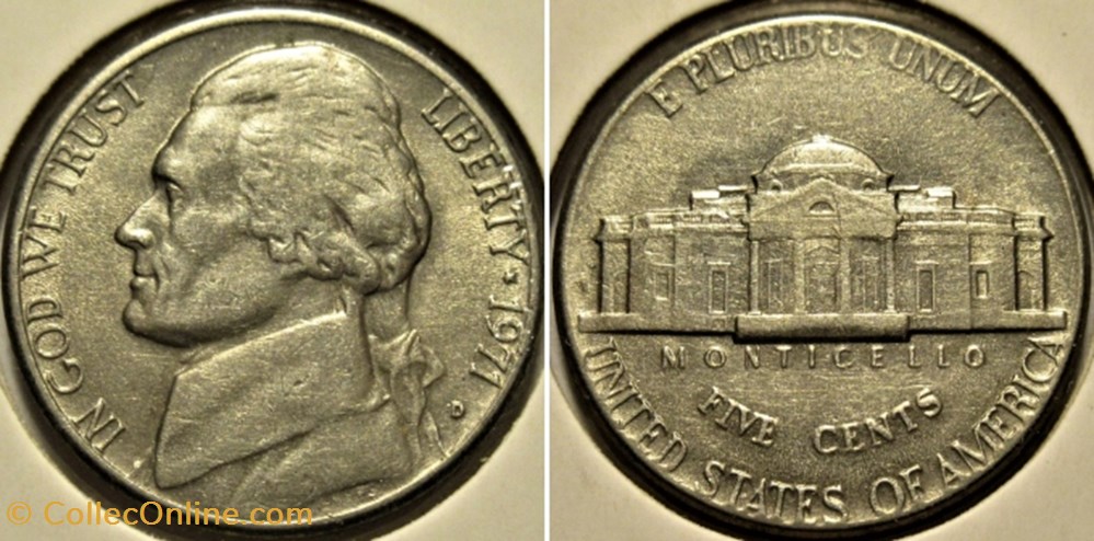 1971 Five Cents Jefferson, Denver monnaies monde etats unis 1971 five cents jefferson denver