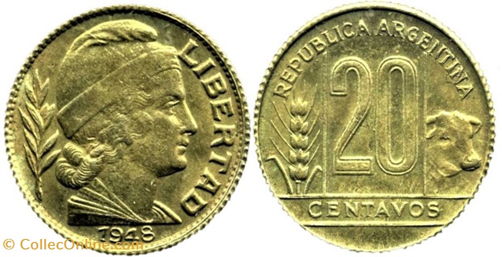 Argentina - 20 Centavos 1948 monnaies monde argentine argentina 20 centavos 1948