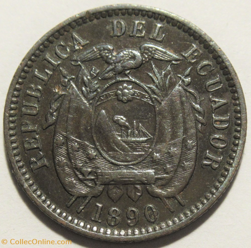 monnaies monde equateur ecuador medio centavo 1890 heaton mint