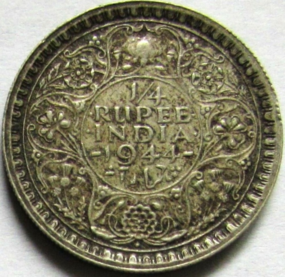 monnaies monde inde george vi rupee 1944 bombay british india rev b