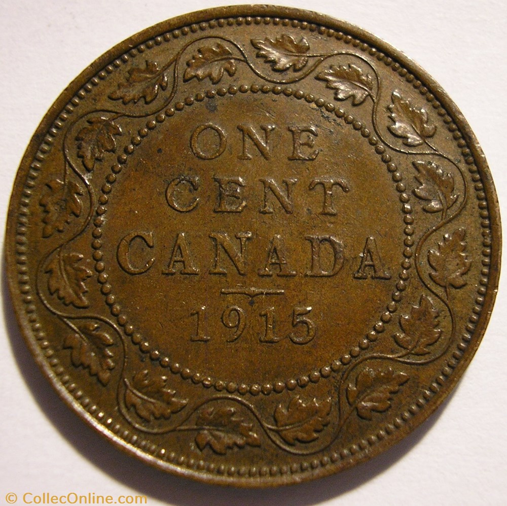 George V - 1 Cent 1915 monnaie monde canadum george v 1 cent 1915