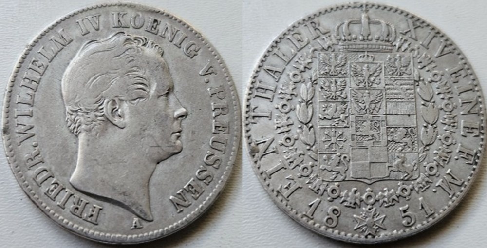 monnaies europe medievale saint empire romain germanique friedrich wilhelm iv 1 reichsthaler 1851 berlin kingdom of prussia