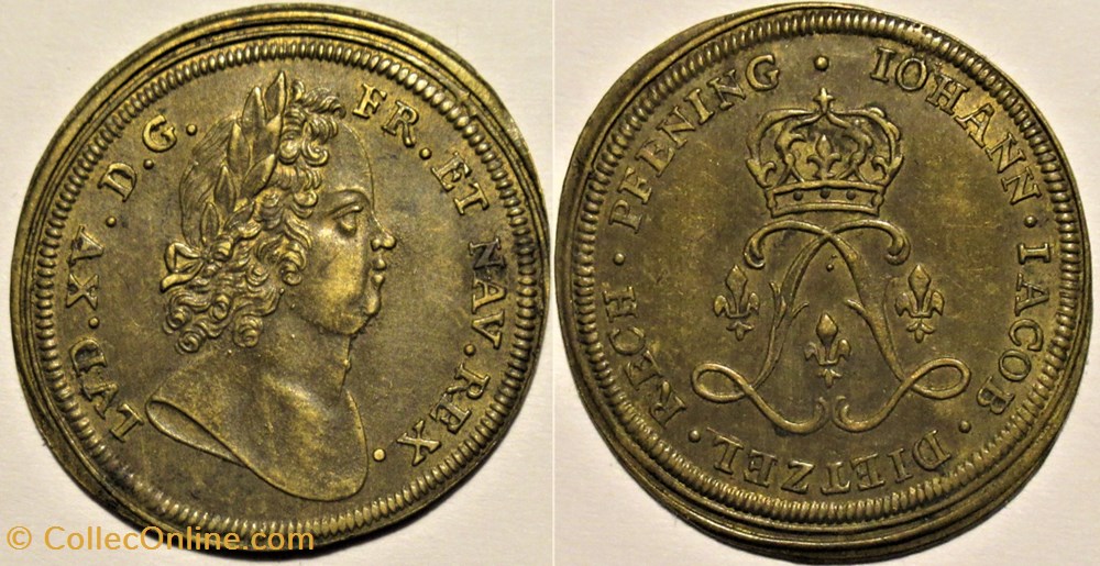 Louis XV - c.1715, Jeton / Rechenpfennig par J.J. Dietzel monnaies paranumismatique jetons poids louis xv c 1715 jeton rechenpfennig par j j dietzel