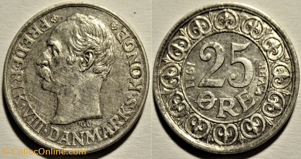 Frederik VIII Denmark - 25 Øre 1911 monnaies monde danemark frederik viii denmark 25 re 1911