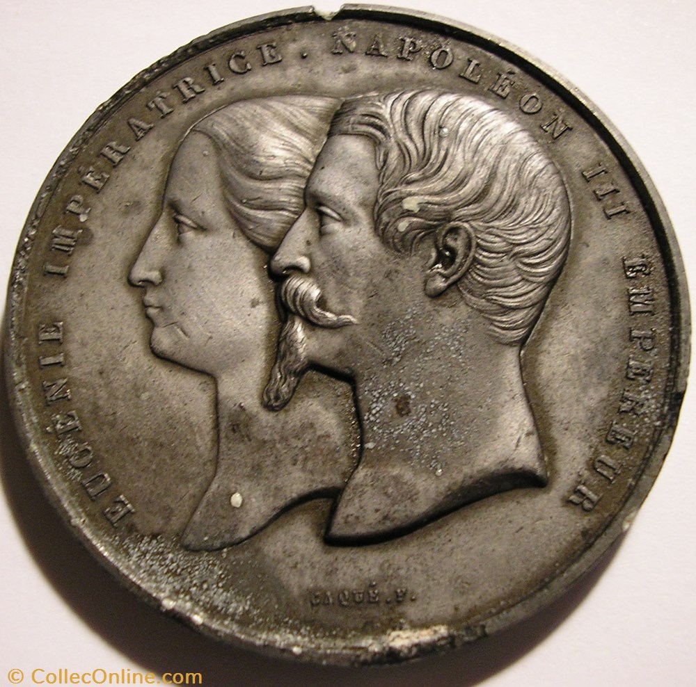 france second empire napoleon iii eugenie 1855 medaille du palais de industrie a paris