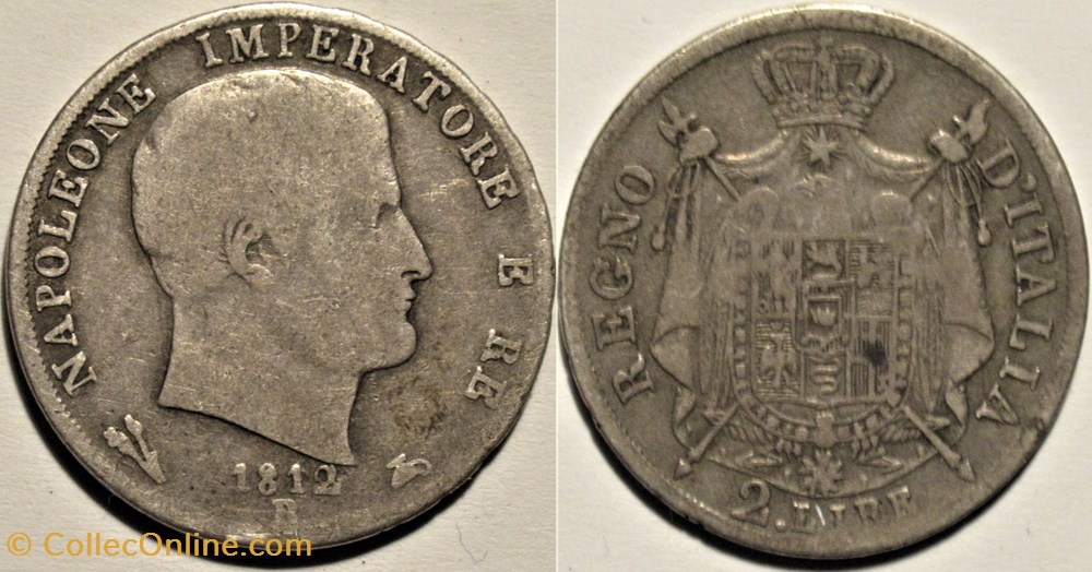 monnaies monde italie 1812 regno italia 2 lire bologna napoleone i