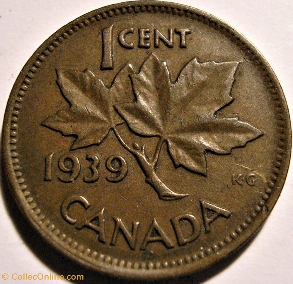 George VI - 1 Cent 1939 monnaie monde canadum george vi 1 cent 1939