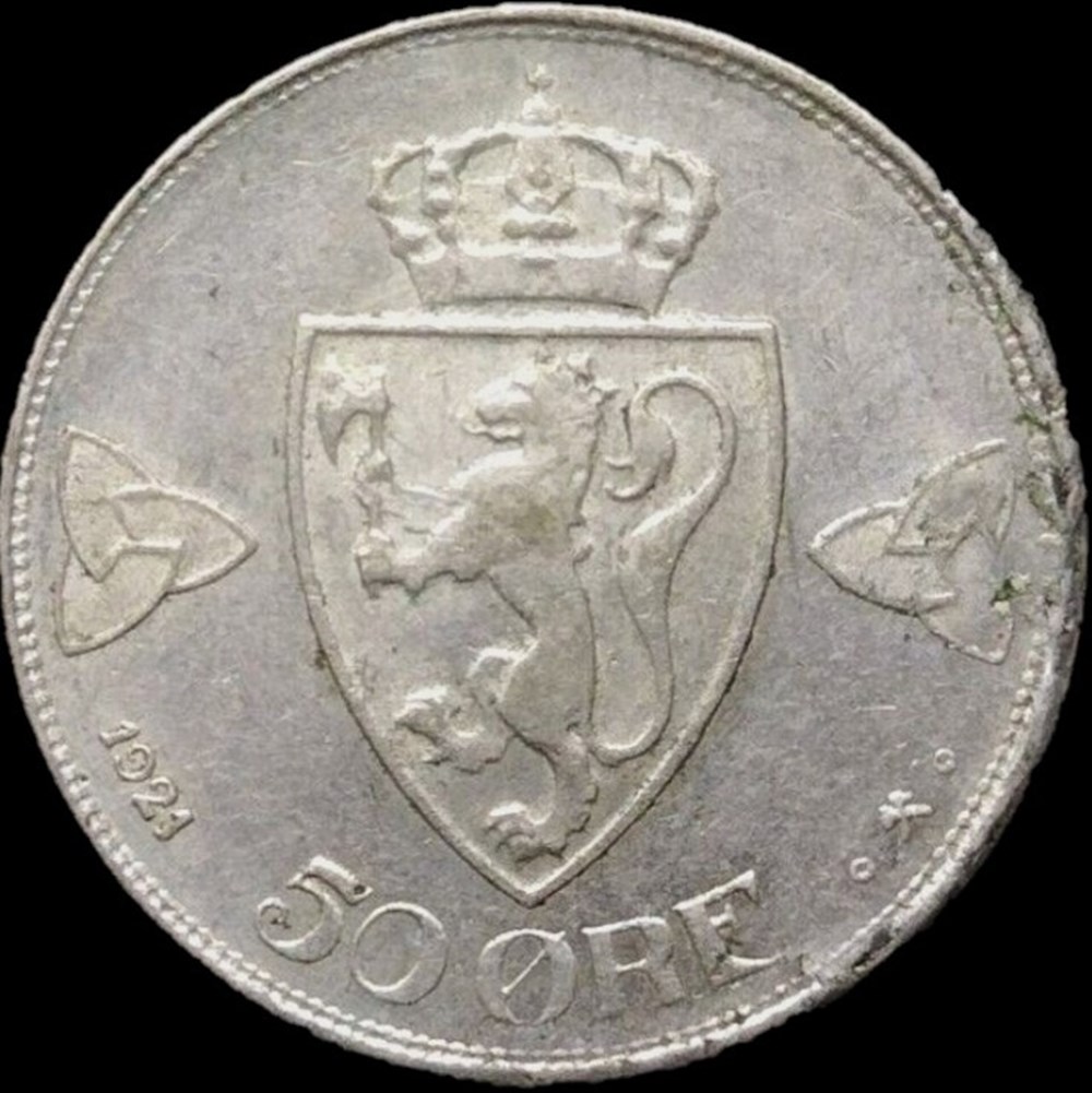 Haakon VII of Norway - 50 Øre 1921 monnaies monde norvege haakon vii of norway 50 re 1921