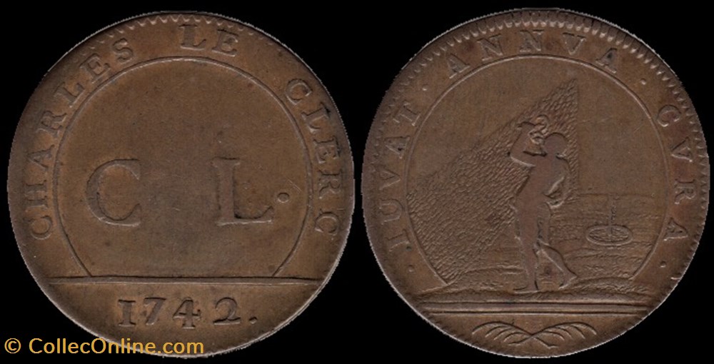 Louis XV - 1742 Jeton - Charles Le Clerc, Pt au Parlement monnaies paranumismatique jetons poids louis xv 1742 jeton charles le clerc pt au parlement