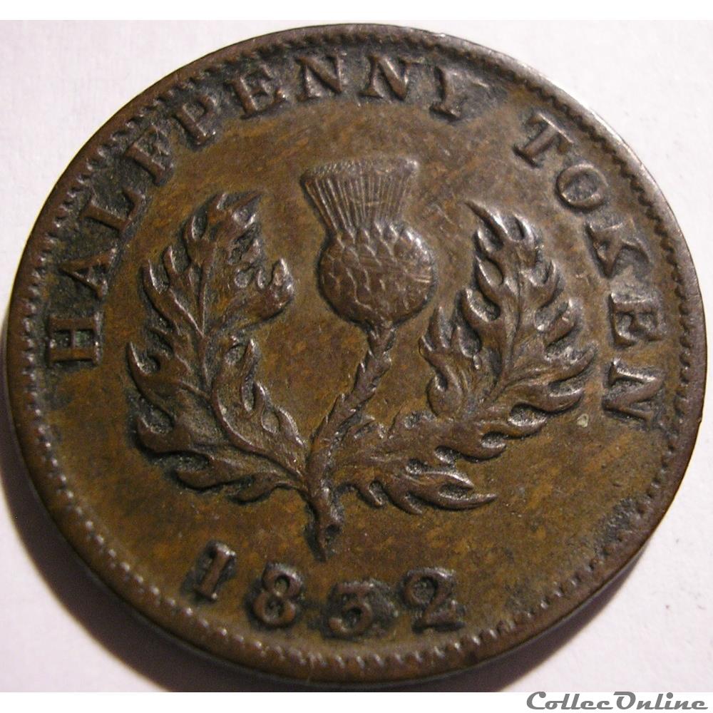 George IV - HalfPenny Token 1832 - Nova Scotia 4 monnaies monde canada george iv halfpenny token 1832 nova scotia