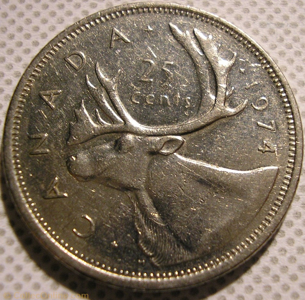 monnaie monde canadum elizabeth ii 25 cents 1974