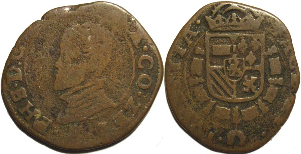 Philip II of Spain - 1 Oord c.1580 - Middelburg, Zeeland - Spanish Netherlands monnaies europe medievale pays bas espagnols philip ii of spain 1 oord c 1580 middelburg zeeland spanish netherlands
