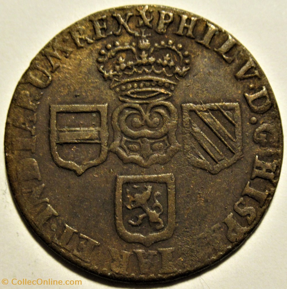 Felipe V - Oord or Liard - 1710 Namur, Spanish Netherlands (var) 2 monnaies europe medievale pays bas espagnols felipe v oord or liard 1710 namur spanish netherlands var
