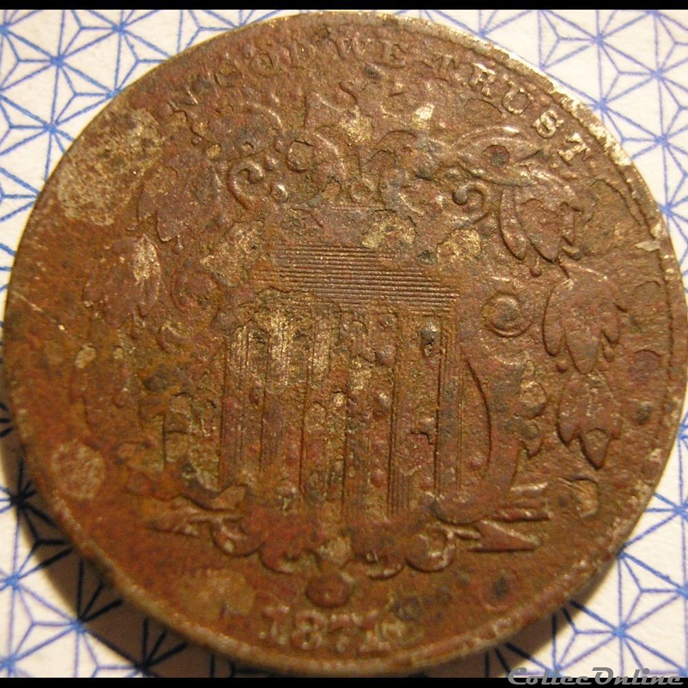 1871 5 Cents 3 monnaie monde etat uni 1871 5 cents