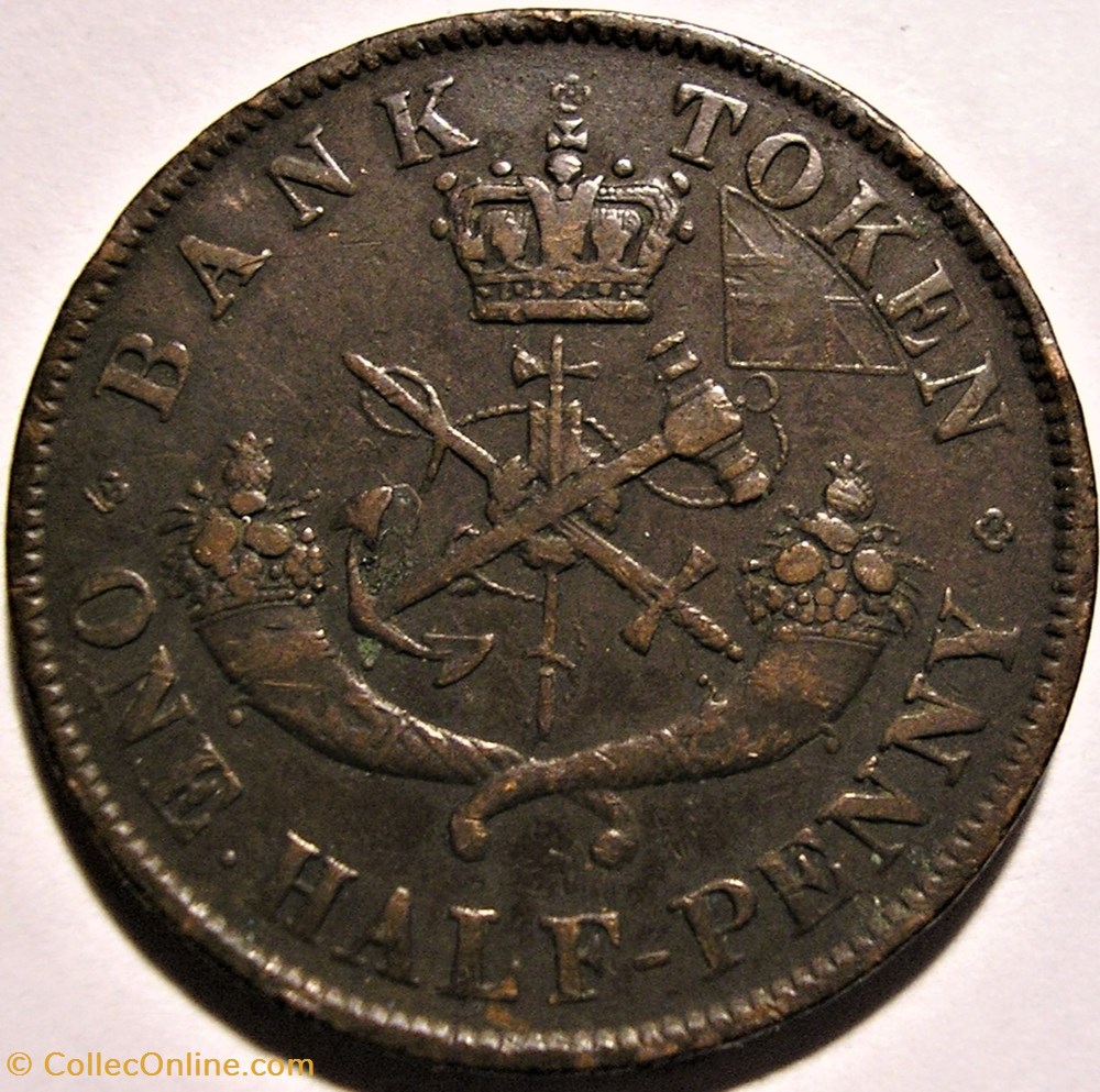 Upper Canada - 1857 HalfPenny Bank Token, St. George 3 monnaie monde canadum upper canada 1857 halfpenny bank token st george
