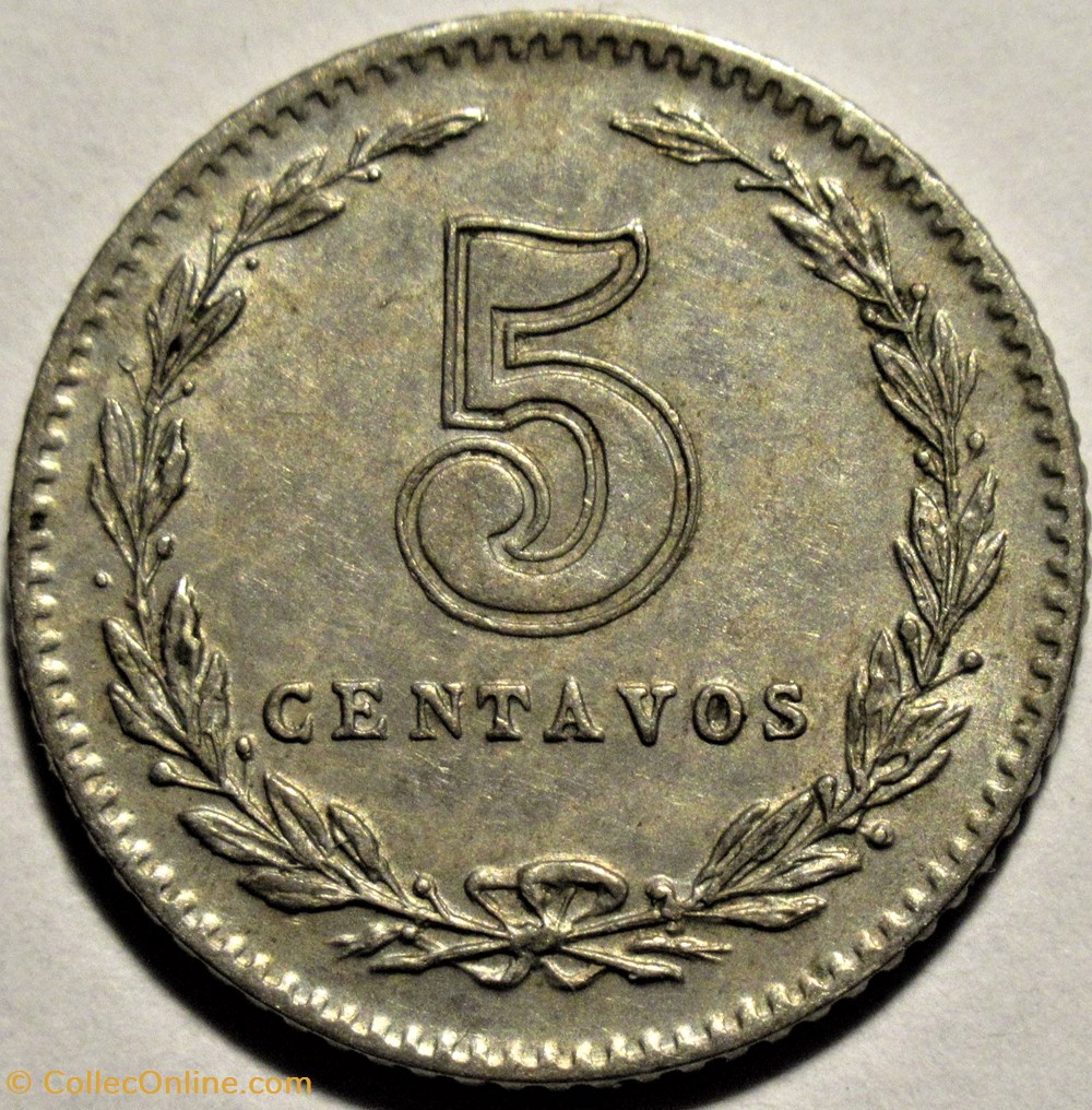 Argentina - 5 Centavos 1909 3 monnaies monde argentine argentina 5 centavos 1909