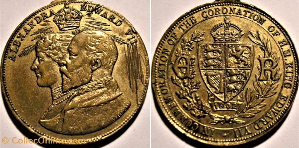 Edward VII & Alexandra - Token Coronation 1902 medaille royaume uni edward vii alexandra token coronation 1902