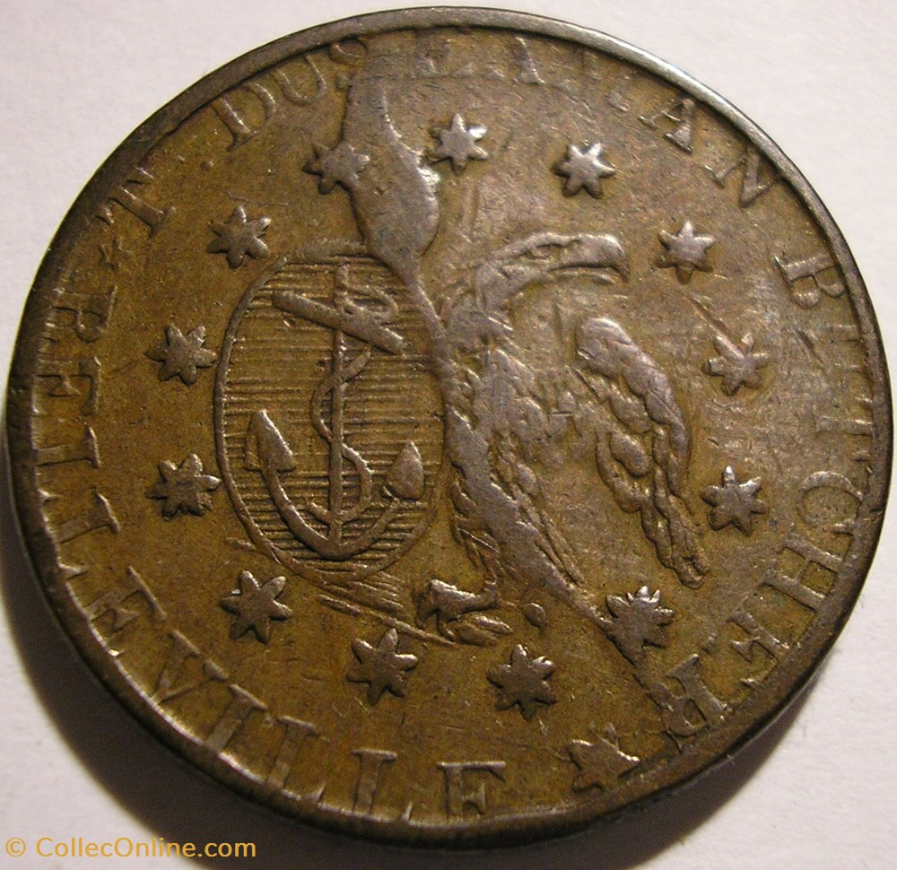 Belleville, Lower Canada, 1837 HalfPenny Token - T. Duseaman Butcher 3 monnaie monde canadum belleville lower canada 1837 halfpenny token t duseaman butcher