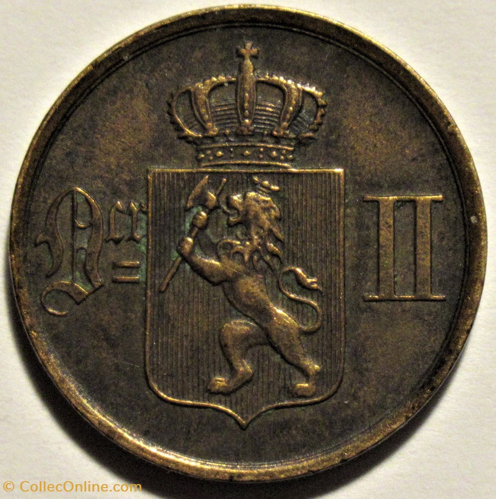 Norway - Oskar II - 1 Øre 1877 - Die Crack 2 monnaies monde norvege norway oskar ii 1 re 1877 die crack
