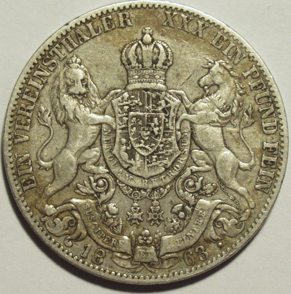 Georg V - 1 Vereinsthaler 1863 - Kingdom of Hannover monnaies monde allemagne georg v 1 vereinsthaler 1863 kingdom of hannover