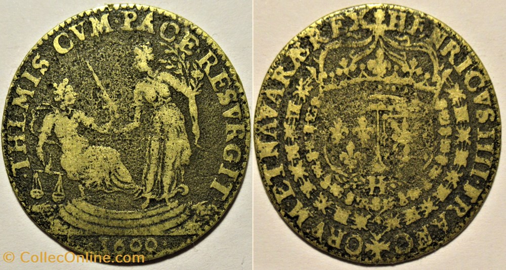 Henri IV - 1600, Jeton - La Paix relevant la Justice monnaies paranumismatique jetons poids henri iv 1600 jeton la paix relevant la justice
