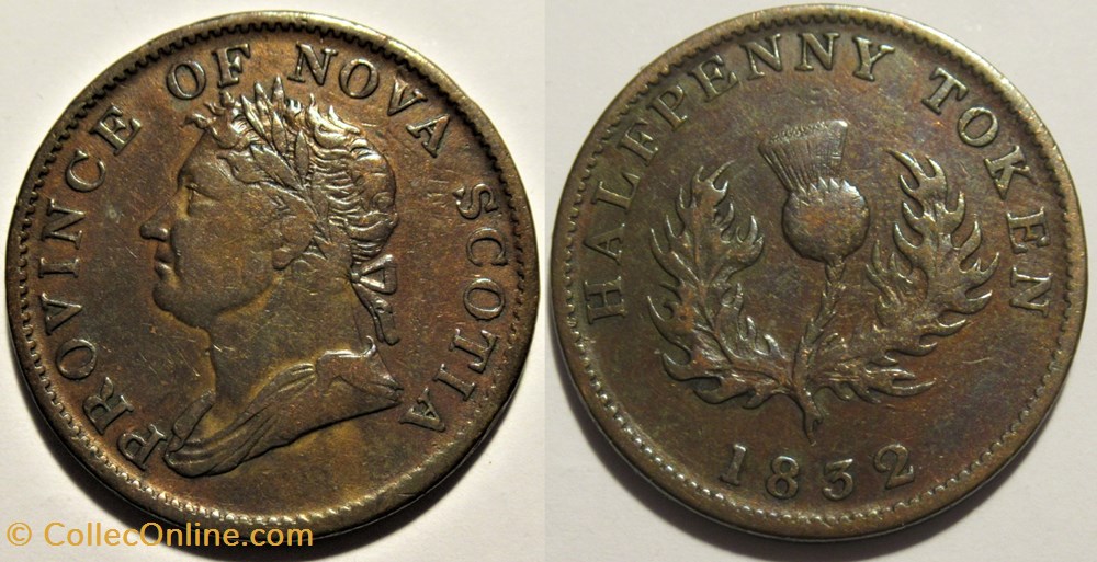 George IV - HalfPenny Token 1832 - Nova Scotia (ex.8) monnaies monde canada george iv halfpenny token 1832 nova scotia ex 8