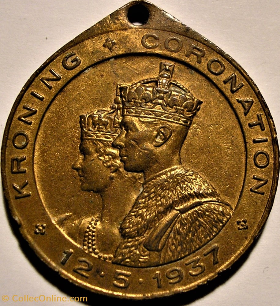 George VI & Elizabeth - Coronation 1937 Medallion - The Cape Town 3 medailles afrique du sud george vi elizabeth coronation 1937 medallion the cape town