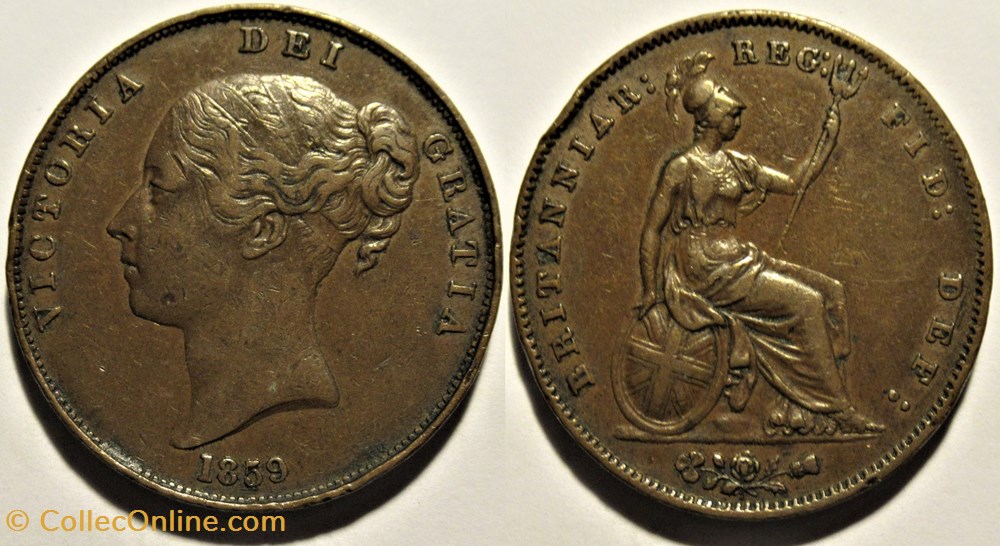 Victoria - One Penny 1859 - Kingdom of Great Britain monnaies monde royaume uni victoria one penny 1859 kingdom of great britain