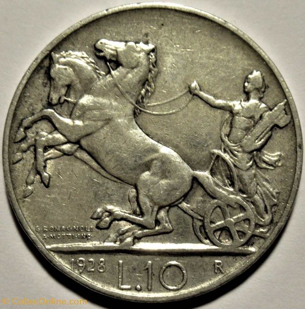 1928 Royaume d'Italie, 10 Lire, Roma - Vittorio Emanuele III 3 monnaies monde 1928 royaume italie 10 lire roma vittorio emanuele iii