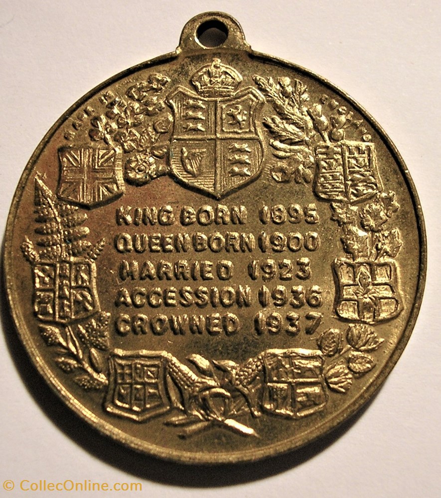 George VI & Elizabeth - 1937 Coronation Gilt Medal - UK 3 medaille royaume uni george vi elizabeth 1937 coronation gilt medal uk