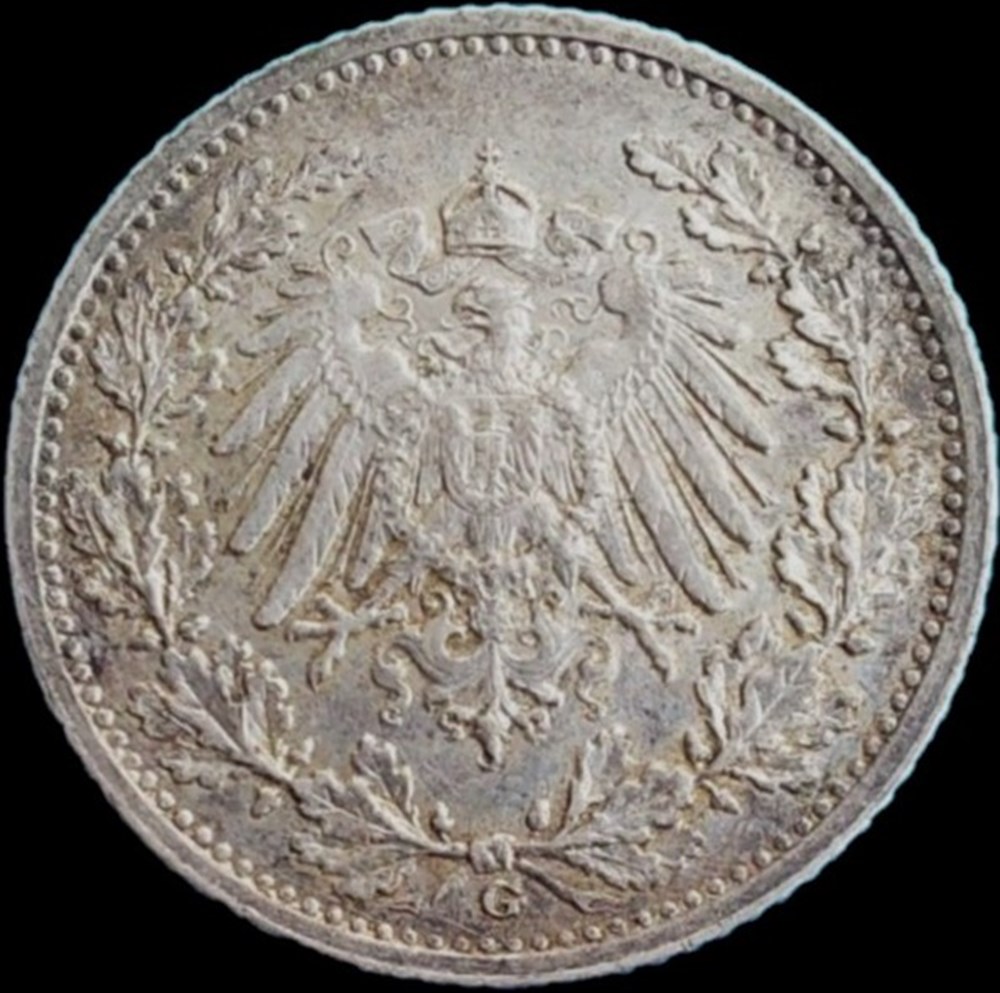 Wilhelm II - 1/2 Mark 1911, Karlsruhe - German Empire monnaies monde allemagne wilhelm ii 1 2 mark 1911 karlsruhe german empire