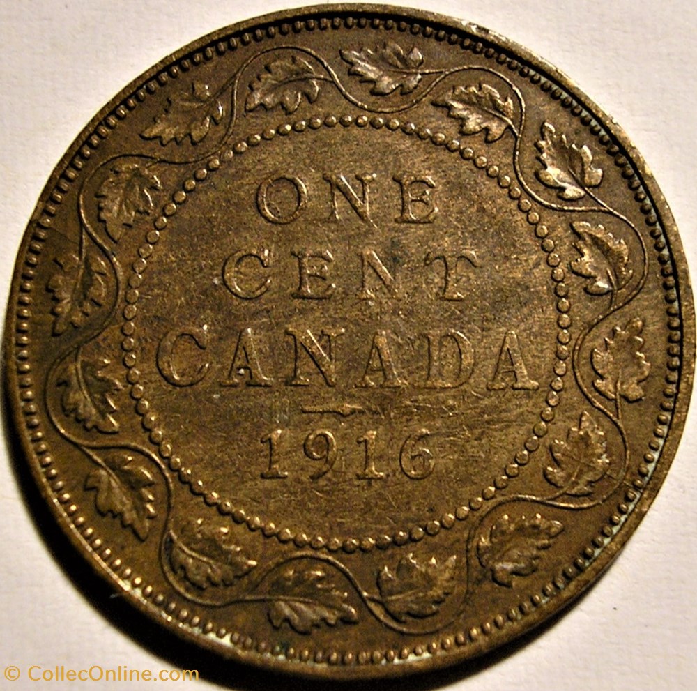 George V - 1 Cent 1916 - Die Crack 2 monnaie monde canadum george v 1 cent 1916 die crack