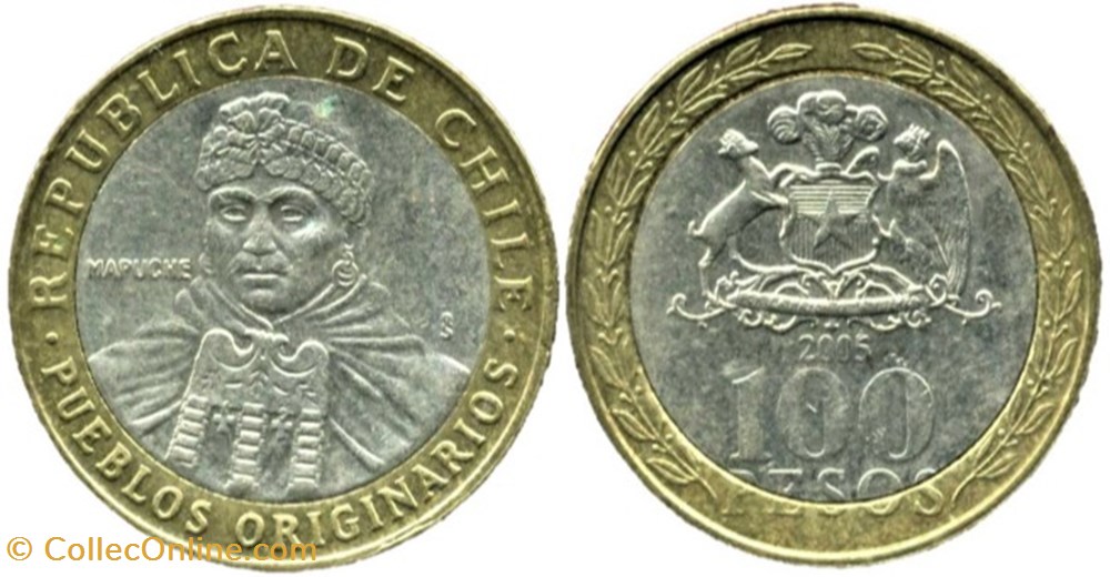 Chile - 100 Pesos Mapuche 2005 Santiago monnaies monde chili chile 100 pesos mapuche 2005 santiago