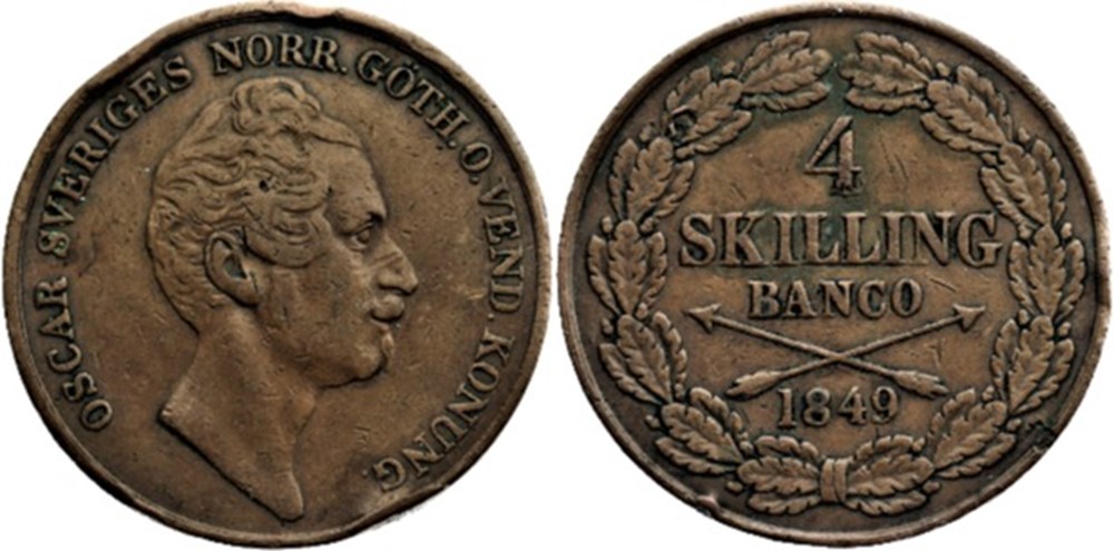 Oscar I of Sweden - 4 Skilling 1849 (2 ex.) monnaies monde suede oscar i of sweden 4 skilling 1849 2 ex