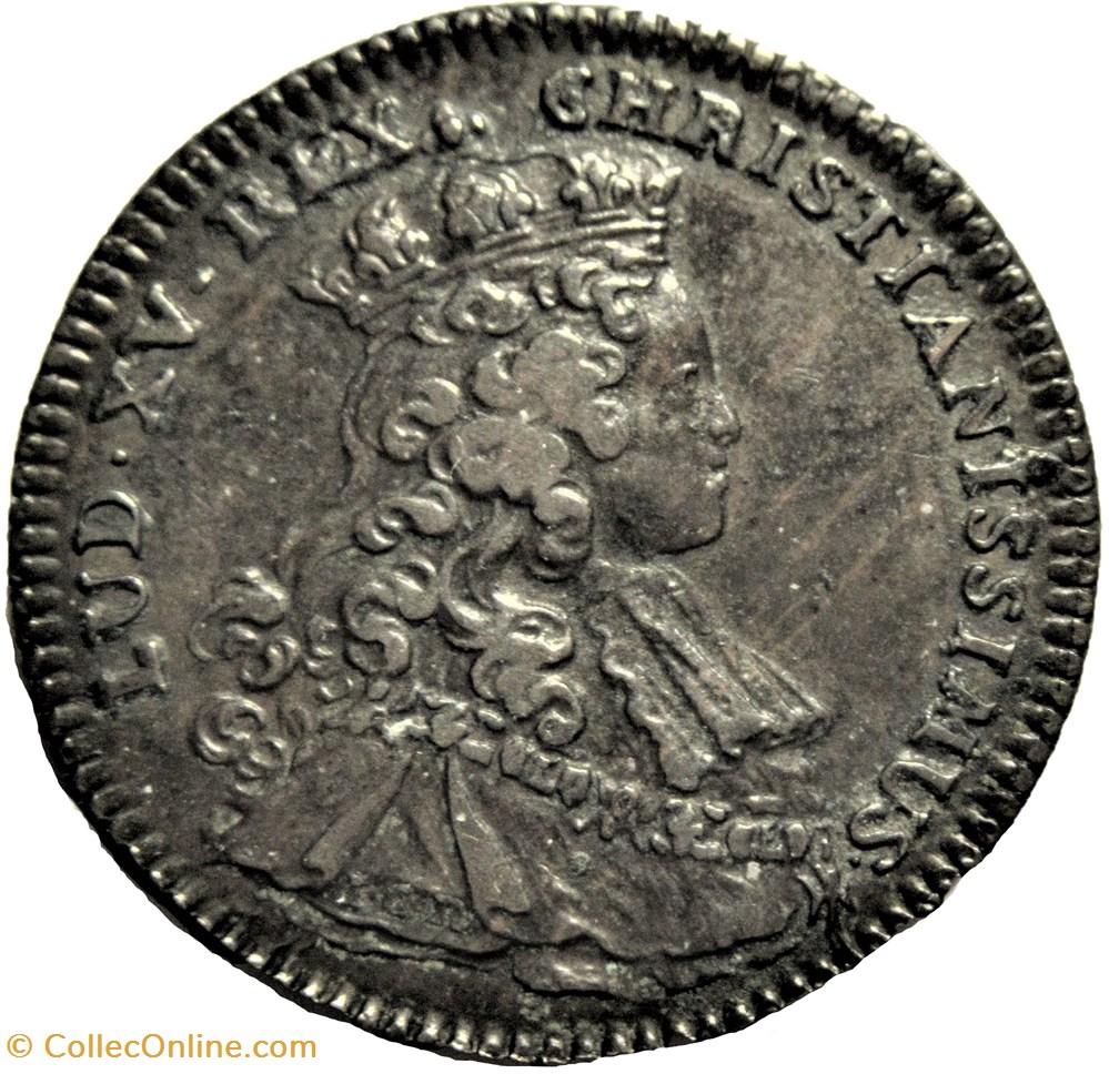Louis XV - 1722, Jeton du Sacre à Reims 2 monnaies paranumismatique jetons poids louis xv 1722 jeton du sacre a reims