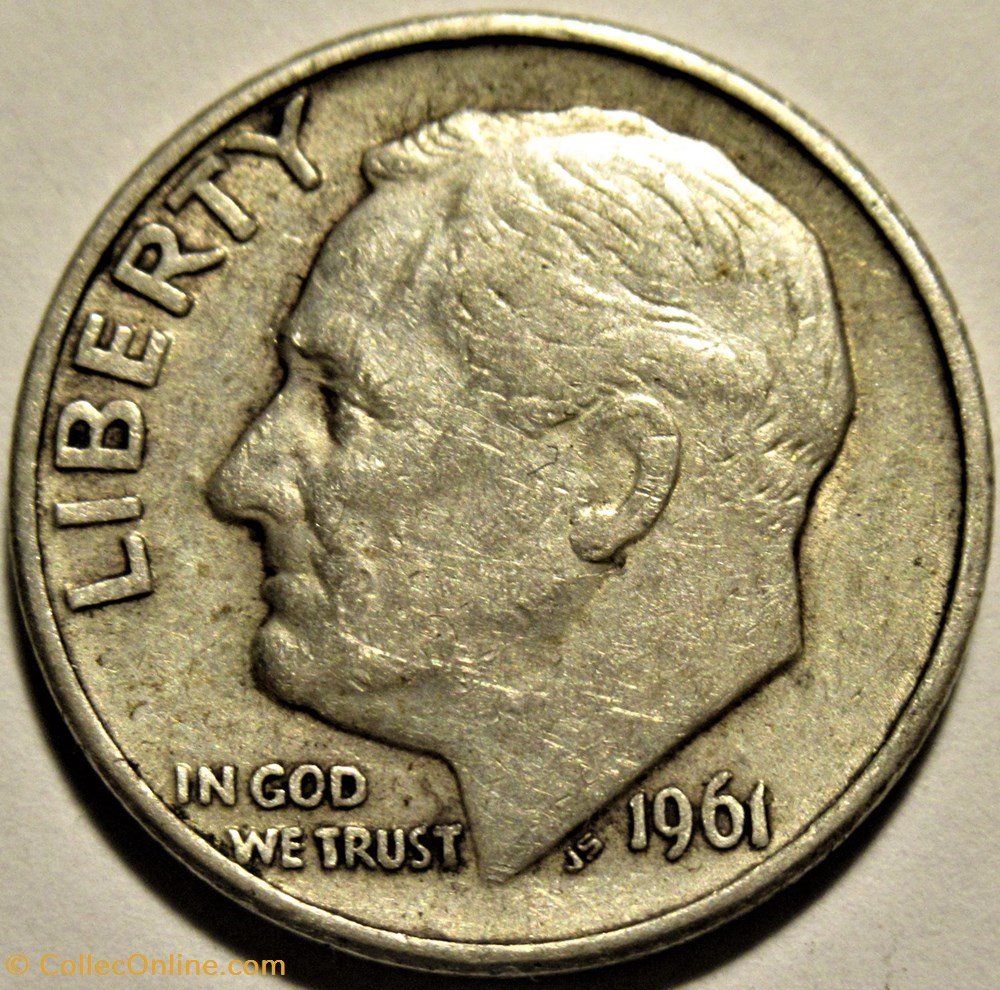 1961 Denver Dime - Repunched Mintmark monnaies monde etats unis 1961 denver dime repunched mintmark